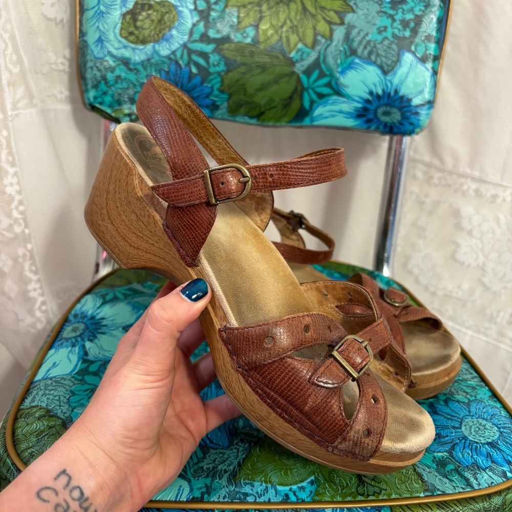 Dansko Cognac Brown Leather Boho Sissy Sandals Women's EU Size 41 US 10.5-11 - Picture 2 of 10
